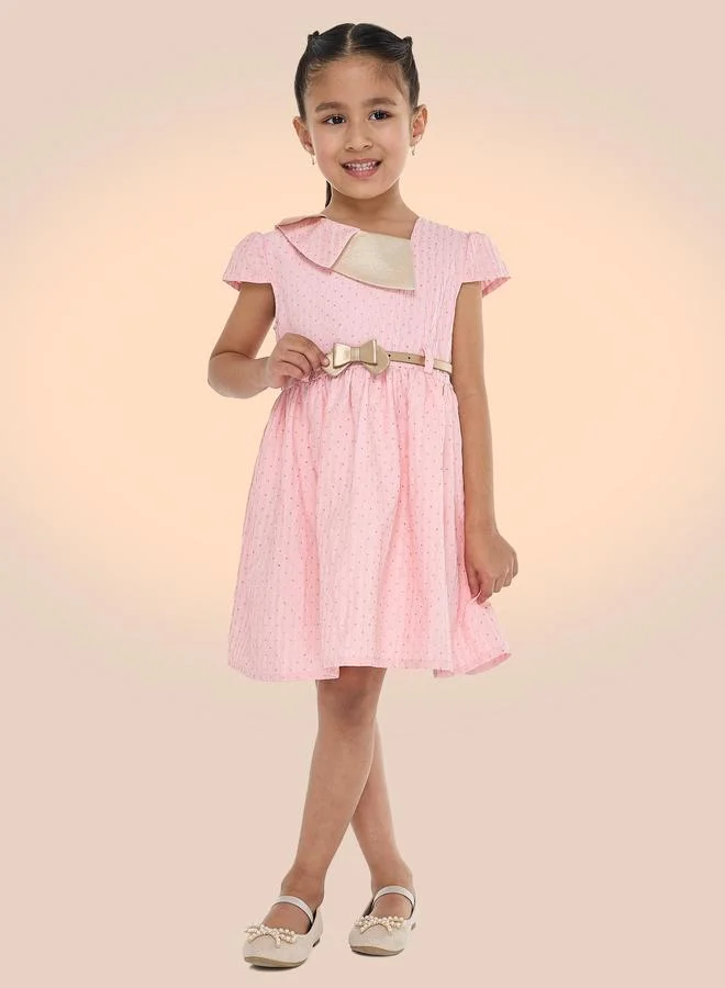 Victor And Jane Girls Embellished Festive Dress with Bow Belt