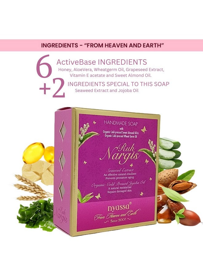 Nyassa Ruh Nargis Natural Handmade Bathing Soap | Seaweed Extract And Organic Cold-Pressed Jojoba Oil | All Skin Type 150Gm - Image 1