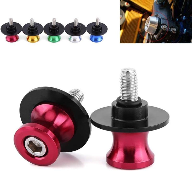Suuonee Motorcycle Swing Arm Spool Sliders 10mm CNC Machined Aluminum Bobbins for Rear Stand Compatibility with Secure Fit and Multiple Color Options - Image 2