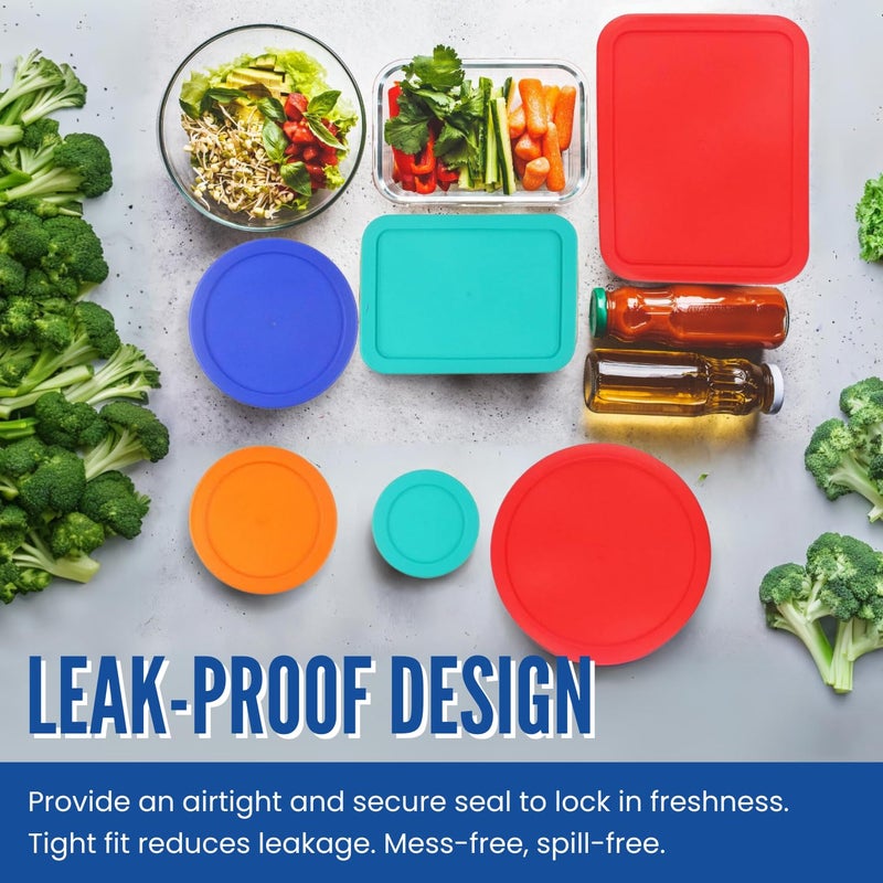 MRX Solutions Replacement Lids for Pyrex (1) 7202-PC 1 Cup Green (2) 7200-PC 2 Cup Orange (2) 7201-PC 4 Cup Blue (1) 7402-PC 6/7 Cup Red (2) 7210-PC 3 Cup Light Green (1) 7211-PC 6 Cup Red Round Rectangle - Image 3