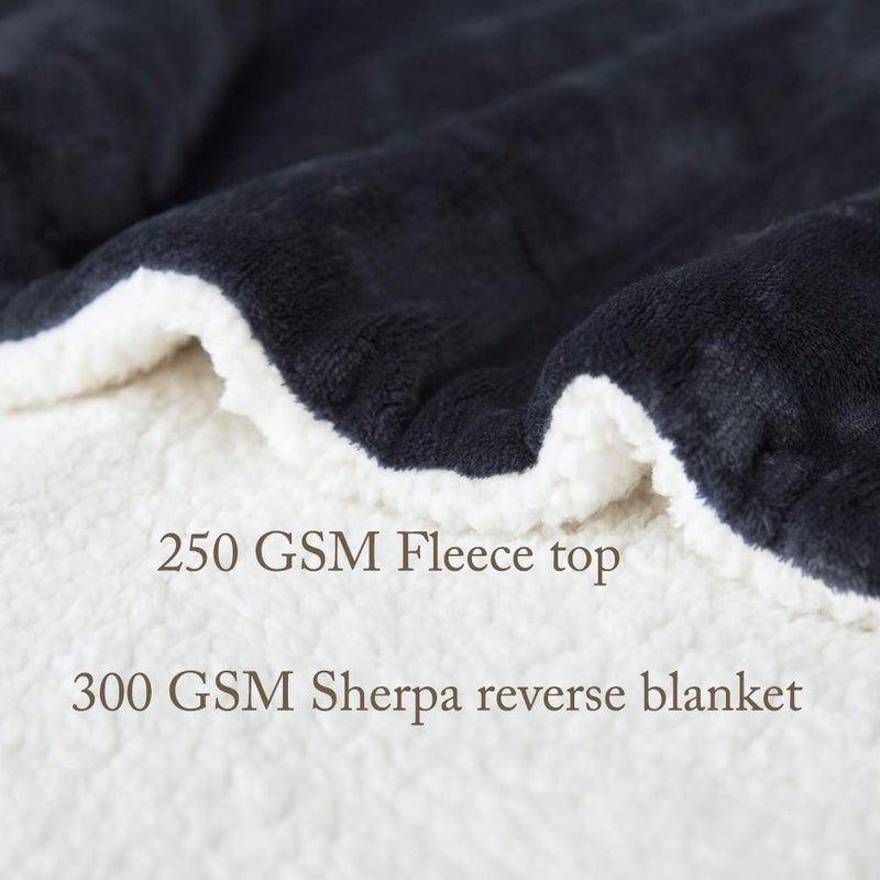 LBRO2M LBRO2M Sherpa Fleece Bed Blanket Twin Size Super Soft Fuzzy Plush Warm Cozy Fluffy Microfiber Couch Throw Velvet Double Reversible Luxurious Blankets Dark Grey  - Image 4