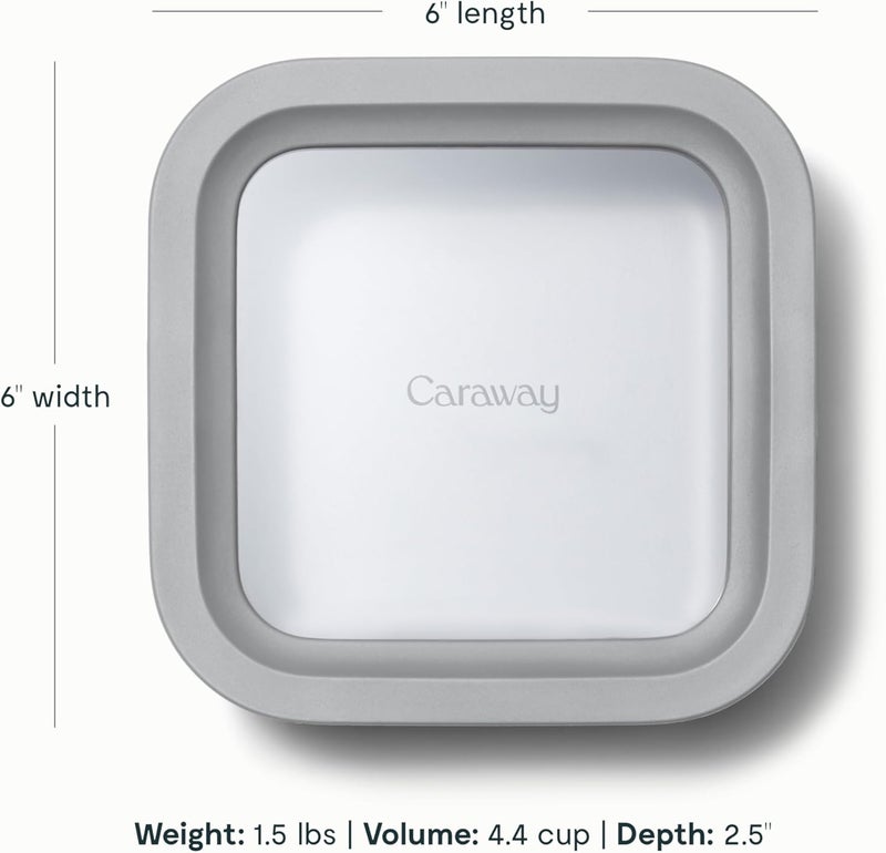 CARAWAY Glass Food Storage, 4.4 Cup Glass Container,Ceramic Coated Food Container,Easy to Store, Non Toxic, Non Stick Lunch Box Container with Glass Lids. Dishwasher, Oven,Square Shape,Gray - Image 3