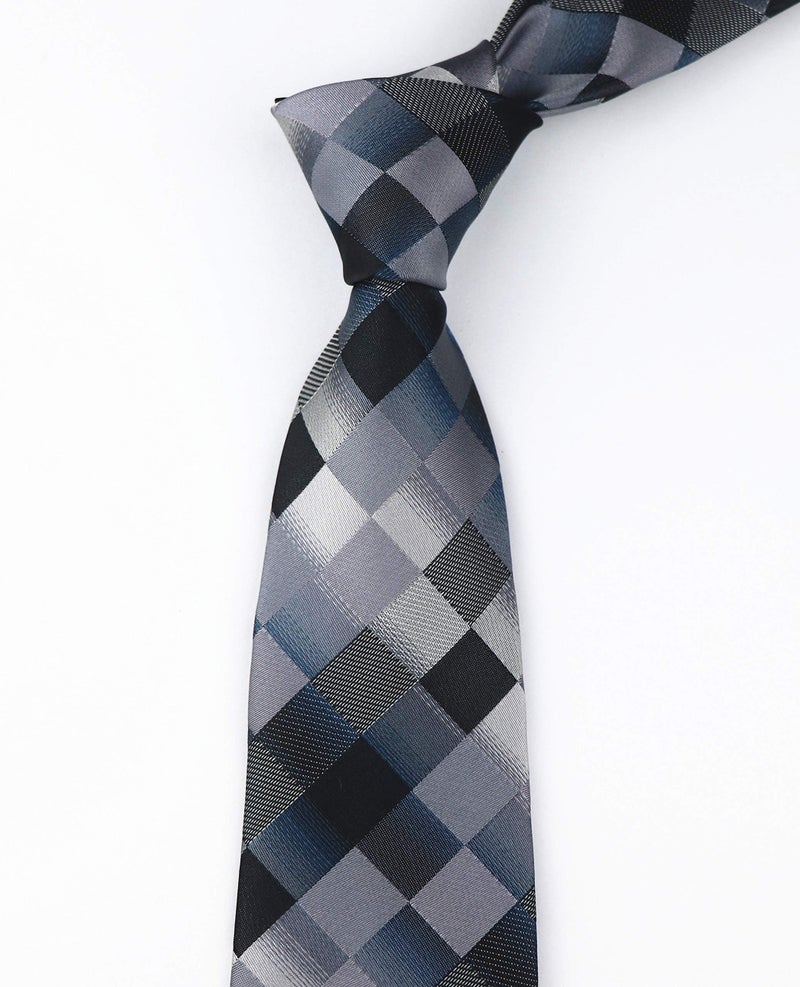 Ctskyte Men's Black Grey Ties Checks Luxury Unique Fancy Necktie Dad Father's Day Gifts - Image 4