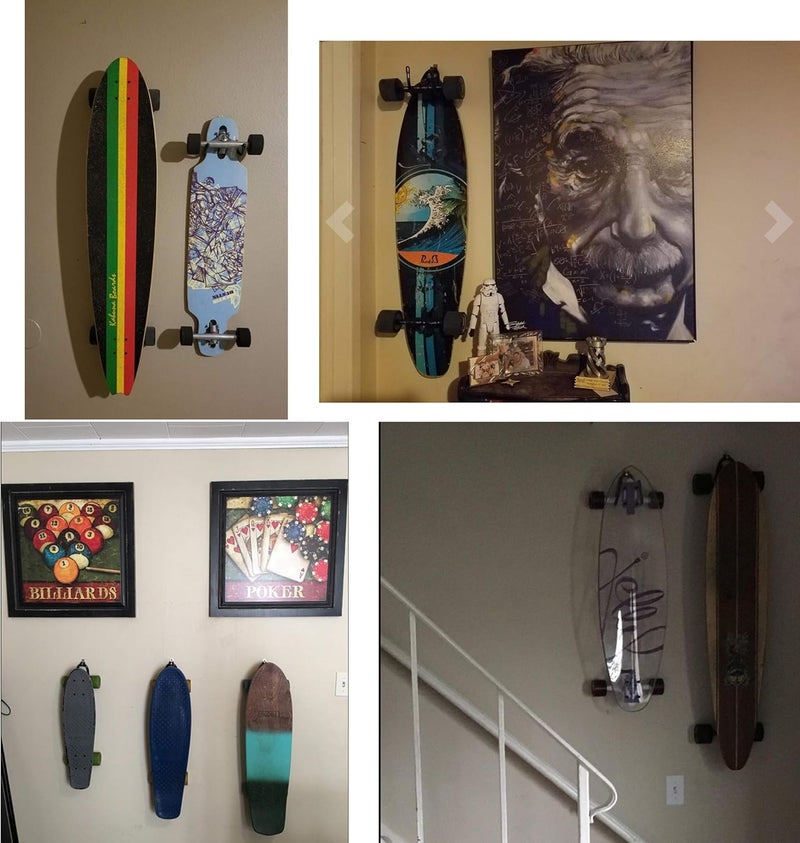 YYST Skateboard Wall Mount Wall Hanger Rack Storage Display - W/Hardware - No Board Included - W Style - 4/PK - Image 5