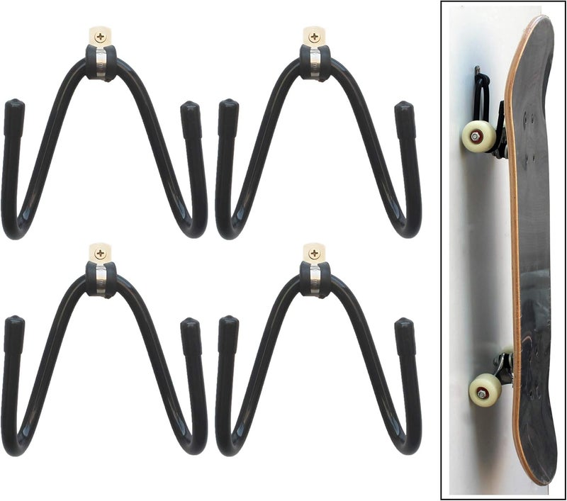 YYST Skateboard Wall Mount Wall Hanger Rack Storage Display - W/Hardware - No Board Included - W Style - 4/PK - Image 1