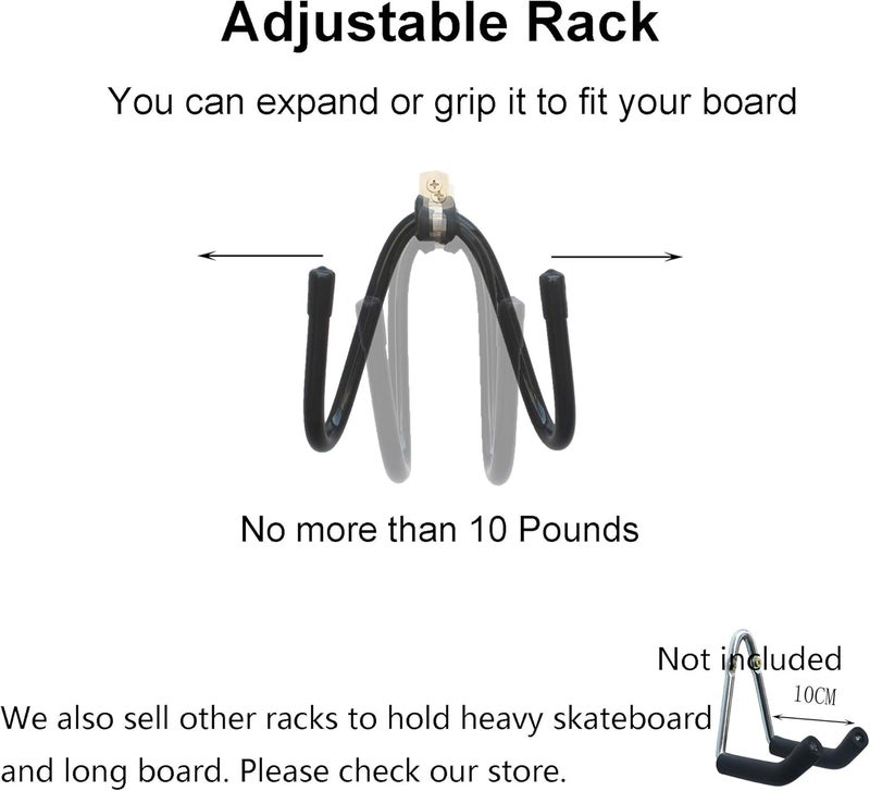 YYST Skateboard Wall Mount Wall Hanger Rack Storage Display - W/Hardware - No Board Included - W Style - 4/PK - Image 4