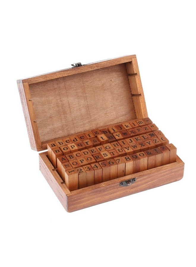 Warmtree 70 pcs Wooden Rubber Stamps Number and Alphabet Letter Wood Rubber Stamps Set Wooden Rubber Number Letter,Stamper Seal Set with Wooden Box Vintage DIY - Image 1