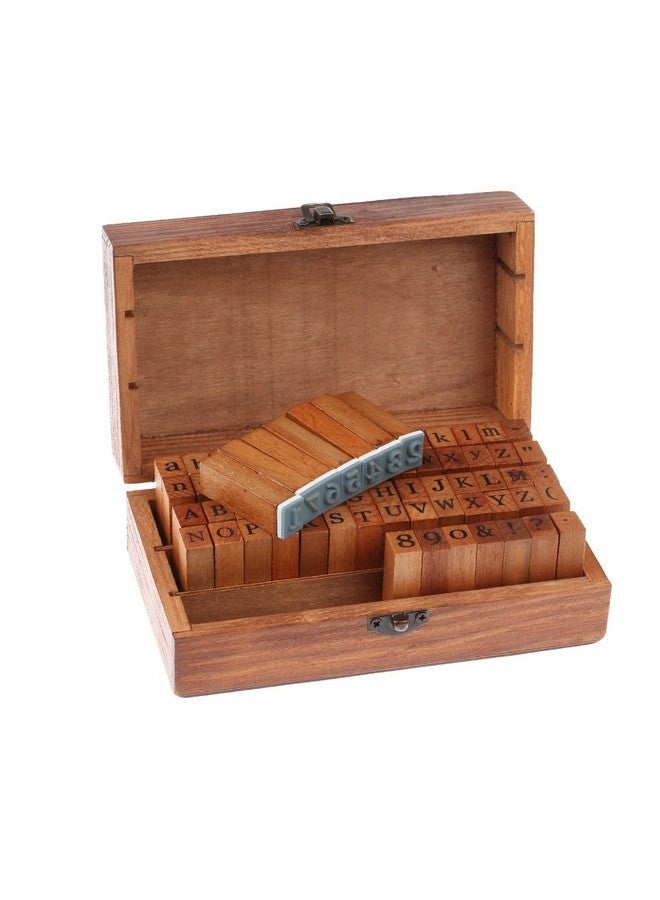 Warmtree 70 pcs Wooden Rubber Stamps Number and Alphabet Letter Wood Rubber Stamps Set Wooden Rubber Number Letter,Stamper Seal Set with Wooden Box Vintage DIY - Image 2