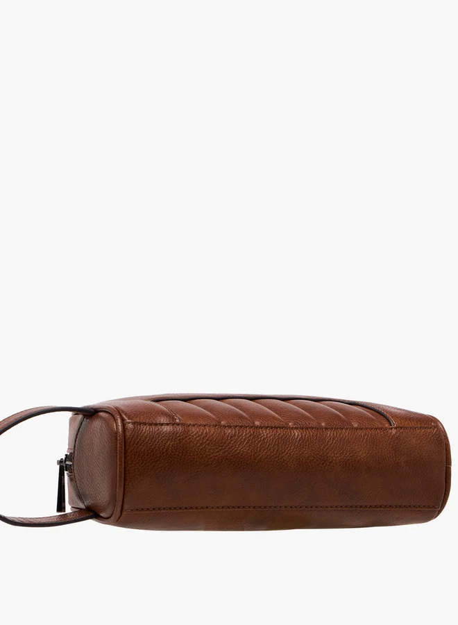 دوتشيني Men's Textured Pouch with Zip Closure