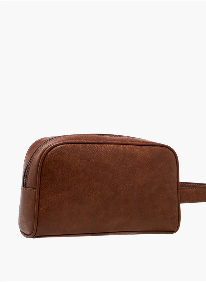 دوتشيني Men's Textured Pouch with Zip Closure