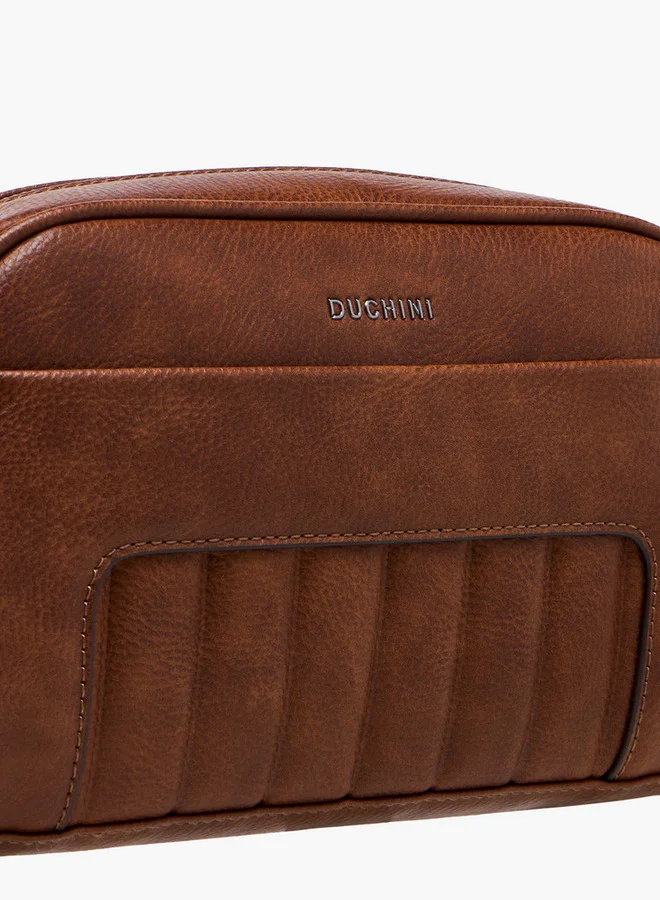 دوتشيني Men's Textured Pouch with Zip Closure