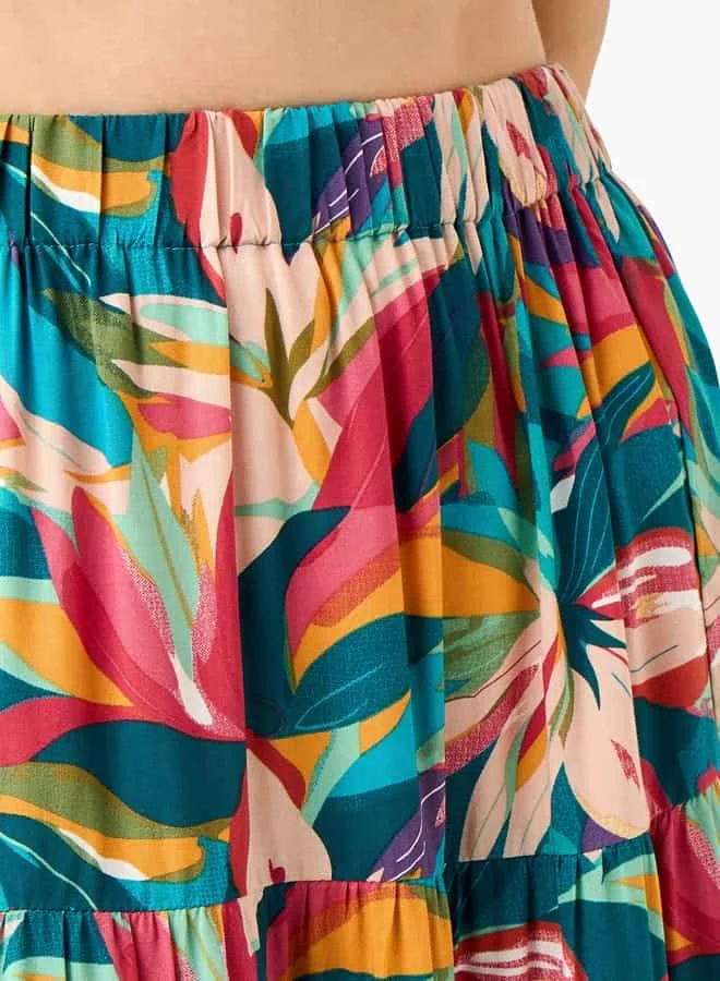 Splash FAV Printed Maxi Skirt with Elasticated Waistband