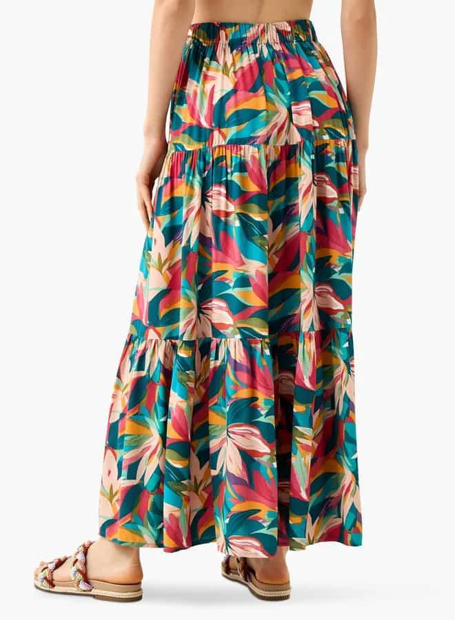 Splash FAV Printed Maxi Skirt with Elasticated Waistband