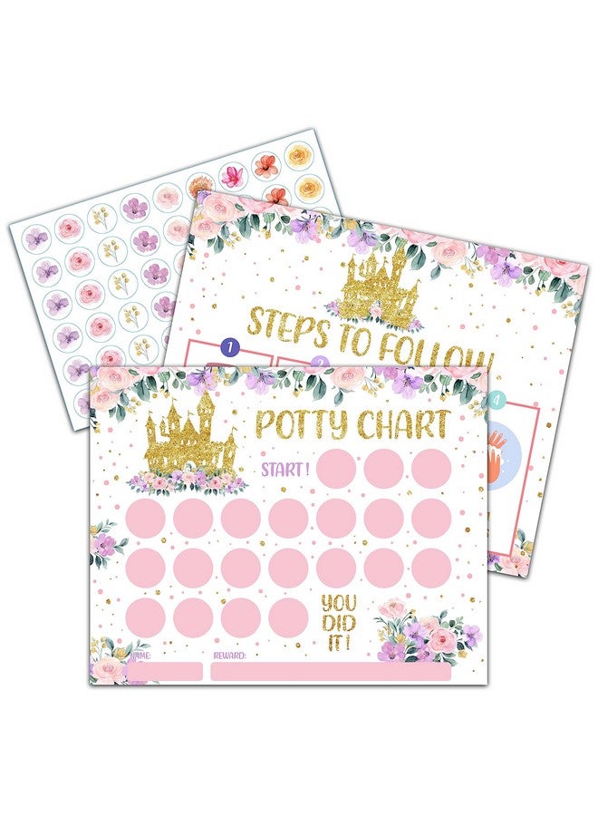 TIRYWT Princess Potty Training Sticker Chart, 10 Potty Charts with 216 Round Stickers & 1 Instruction Sheet, Potty Reward Sticker Chart for Toddlers Girls - A15 - Image 1
