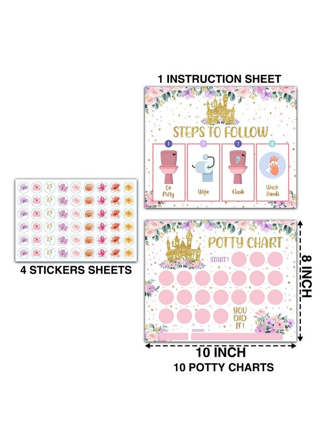 TIRYWT Princess Potty Training Sticker Chart, 10 Potty Charts with 216 Round Stickers & 1 Instruction Sheet, Potty Reward Sticker Chart for Toddlers Girls - A15 - Image 2