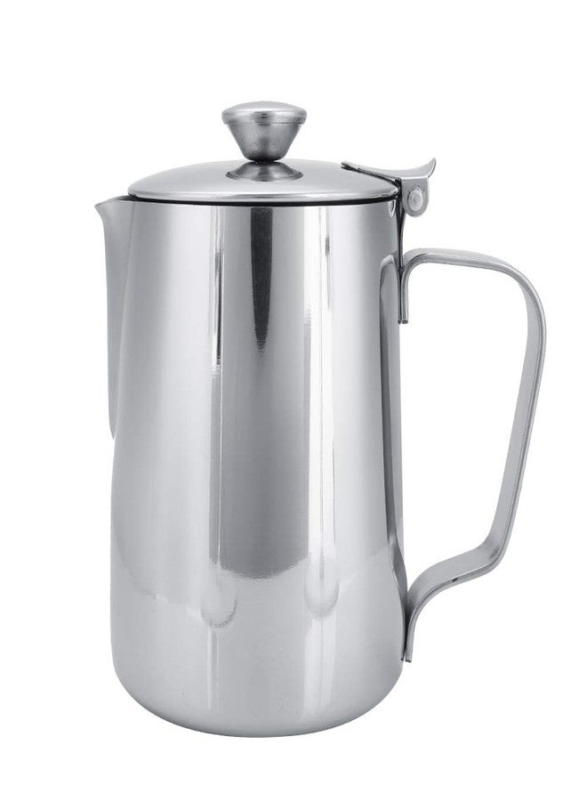 AYNEFY Coffee Frothing Pitcher with Lid, Stainless Steel Milk Frother Cup, Mutifunctional Milk Jug Cup, Coffee Steaming Pitcher with Handle for Latte Art and Frothing Milk(350ml) - Image 2