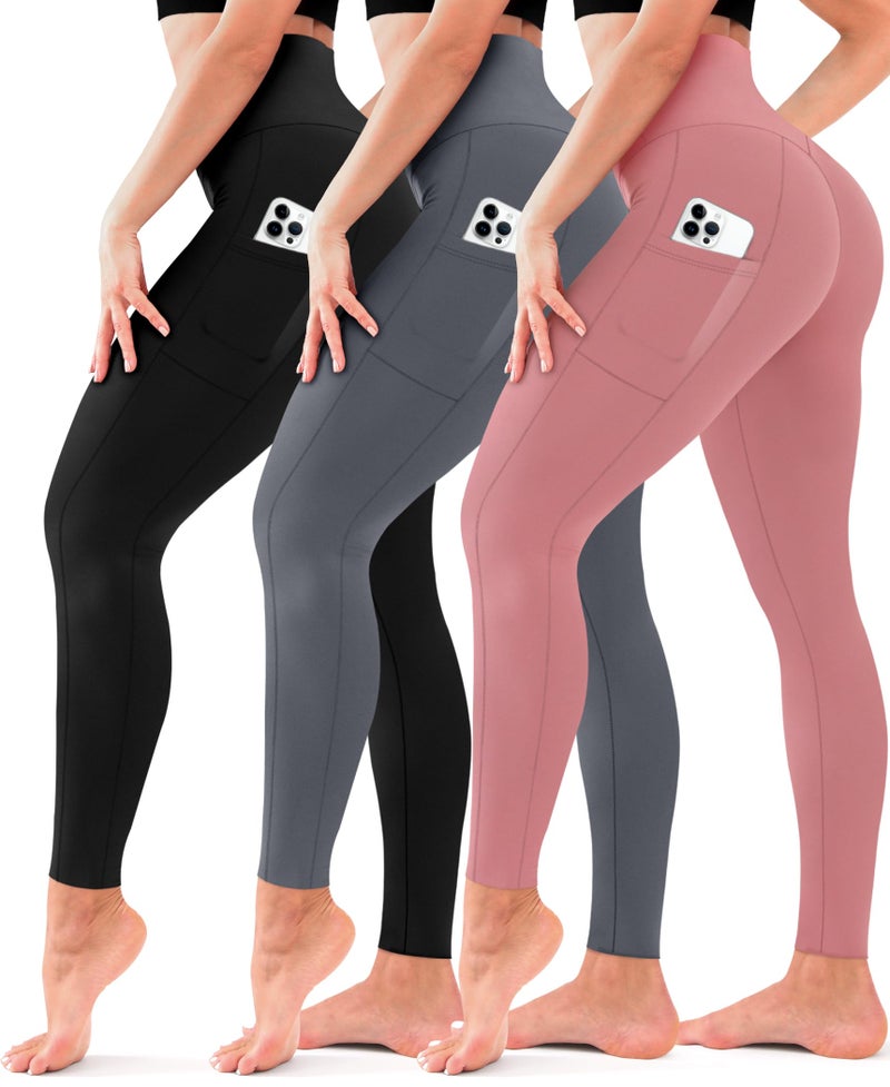 Laite Hebe 3 Pack Leggings for Women-No See-Through High Waisted Tummy Control Yoga Pants Workout Running Legging - Image 1