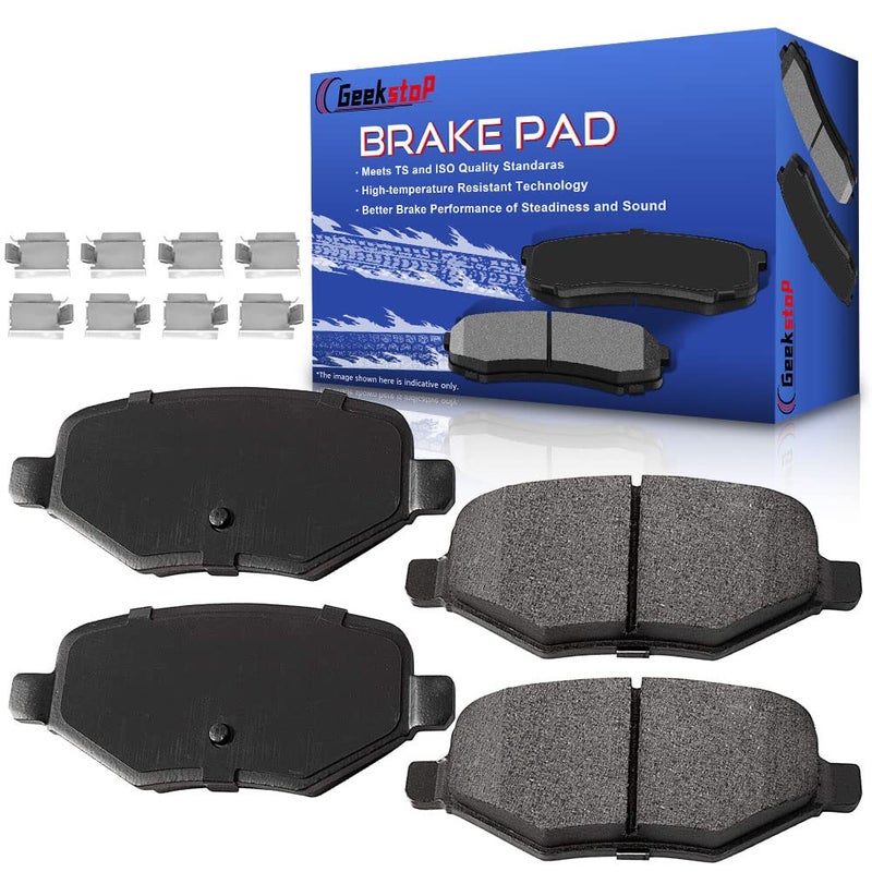 Geekstop Ceramic Rear Brake Pad D1377 Kit Fit for 20112014 Ford Edge 20112019 Ford Explorer 20092019 Ford Taurus 20092016 Lincoln MKS 20102019 Lincoln MKT 4pcs Front Left and Right Sides