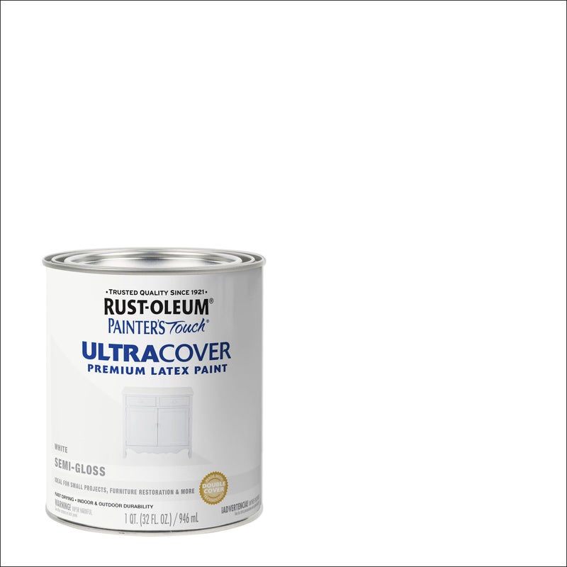Rust-Oleum 1993502 Painter's Touch Ultra Cover Multi-Purpose Brush-On Paint, 1 Quart, Semi-Gloss White - Image 3