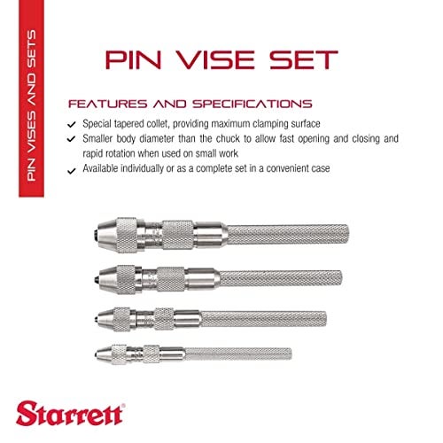 Starrett مجموعة مفكات ستاريت مع مقابض مخددة، قطر جسم أصغر، وكوليت مخروطي خاص لزيادة سطح التثبيت - نطاق .010-.200" - 4 قطع - S240Z - Image 2