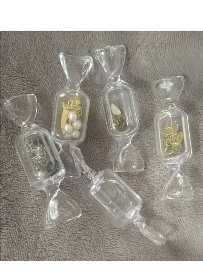 صندوق مجوهرات على شكل حلوى شفاف صغير من البلاستيك 10 قطع - Image 2