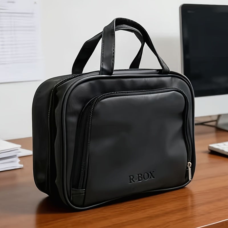 Large Capacity Grey Makeup Bag Women Travel Portable Toiletry Organizer - Image 2
