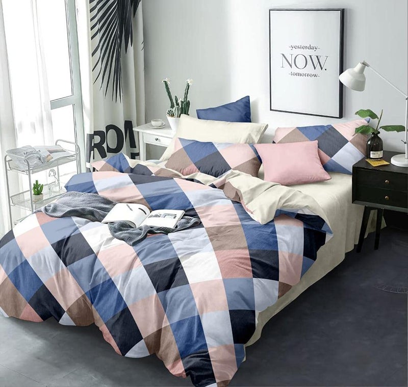 MIL Furnishings MIL Furnishings Soft Premium Cotton Blend Double Quilt Cover Blanket Cover Razai Duvet Cover for Double Size Duvets with Zip 90x 100 Pastel Box 