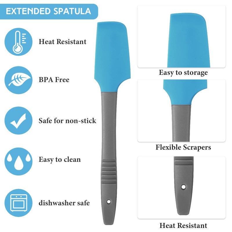 Zhehao 12 Pcs Mini Silicone Spatulas Rubber Small Silicone Scraper Heat Resistant Non Stick Flexible Kitchen Spatula for Wet Pet Food Can Jar Cooking Baking Frosting Mixing Tool  7.4 x 1.38 Inches - Image 3