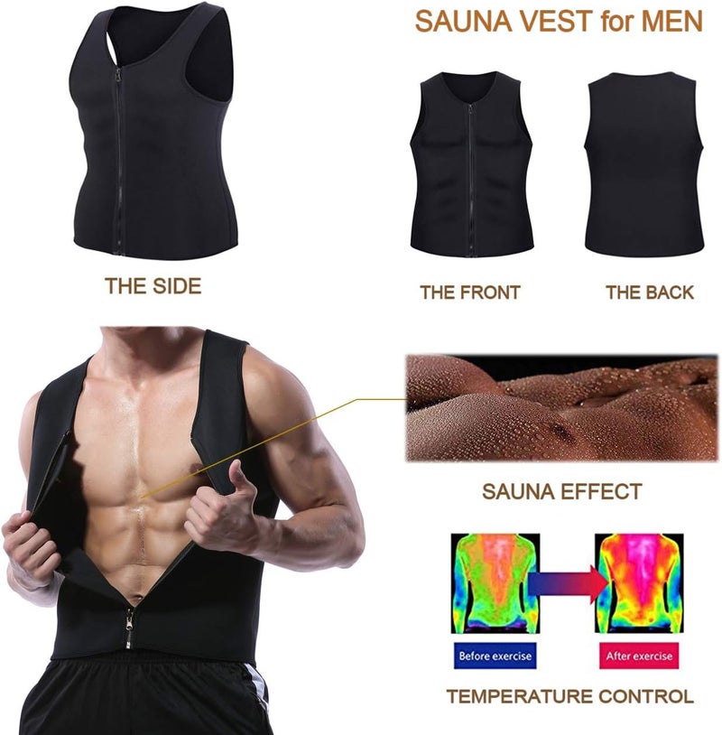 Wiitek Men Hot Neoprene Waist Trainer Vest Workout Sauna Suit Smooth Zipper Tank Top Weight Loss Corset Body Shaper Gym Sweat Shirt - Image 3