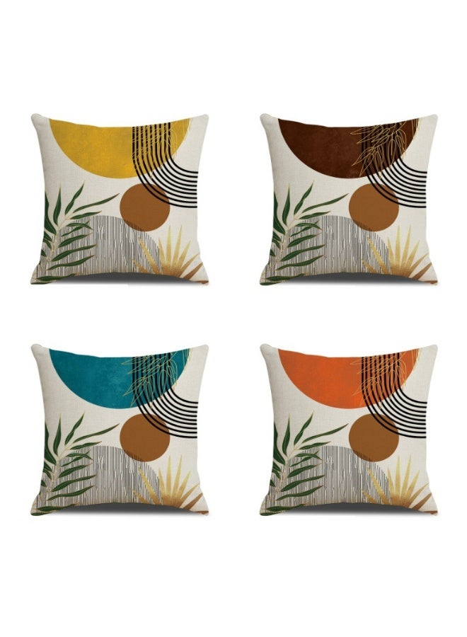 VIUAUAX Throw Pillow Covers 45 x 45cm Set of 4 Scandinavian Abstract Geometric Line Printed Linen Throw Pillow Cover Bedroom Living Room Cushion Cover - Image 1