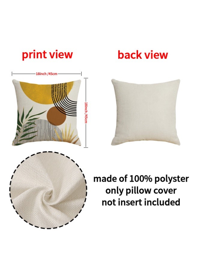 VIUAUAX Throw Pillow Covers 45 x 45cm Set of 4 Scandinavian Abstract Geometric Line Printed Linen Throw Pillow Cover Bedroom Living Room Cushion Cover - Image 4