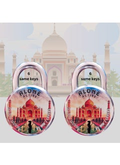 Taj Mahal 65mm 2 Padlocks with 6 Same Keys Double Locking 8 Levers Lock and Keys for Home Door Shutter Shop Main Gate Sutter Laser Print Finish Rust Proof Pack of 1