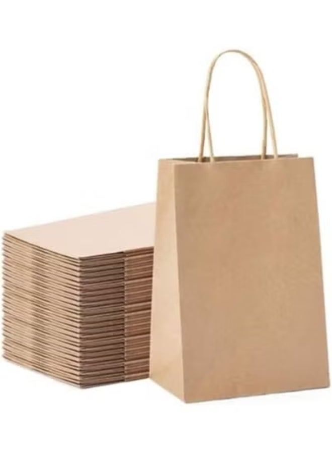 ايكواي ecoway Kraft Paper Bags - Pack Of 100 Craft Large Paper Grocery Bags With Handles For Shopping, Party, Birthday, Wedding Gift, Retail, Merchandies Ecofreindly Reusable Brown (28X15X28 Cm) - Image 1