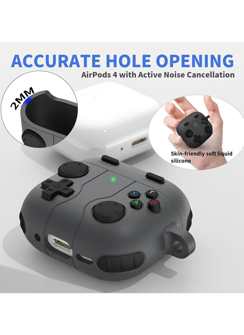 Youque - Case Cover for Apple  AirPods 4 Cover Shock-Proof Protective Silicone Case, Black - Image 1