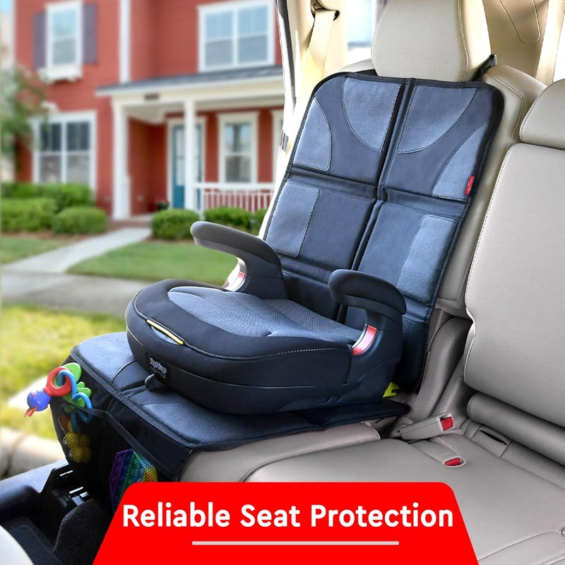 Helteko Car Seat Protector - 2 Pack Car Seat Cover for Child Carseat with Thickest Padding, 600D Oxford, Waterproof & Durable Fabric, Non-Slip Back, 2 Mesh Storage Pockets, Black - Image 3