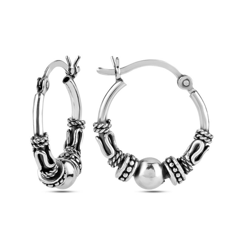 LeCalla 925 Sterling Silver Oxidized Balinese Jewelry Antique Lightweight Spiral Bali Hoop Earrings for Women Teen - Image 1