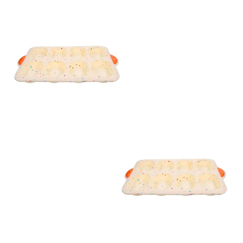 2 pcs Cake Tray Baking Mold Silicone Bread Baking Mold Home Bakeware (Beige) - Image 3