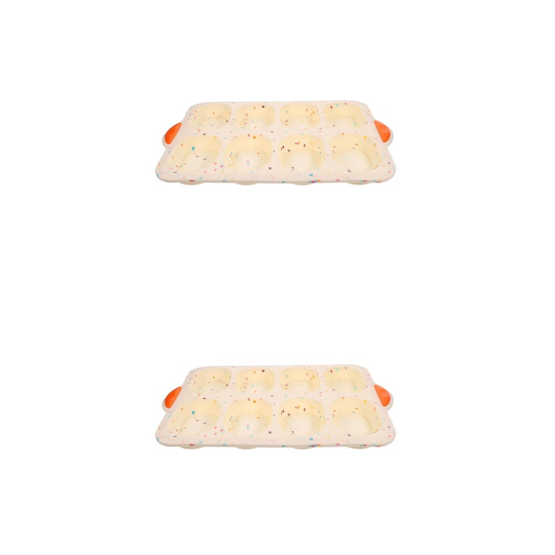 2 pcs Cake Tray Baking Mold Silicone Bread Baking Mold Home Bakeware (Beige) - Image 1