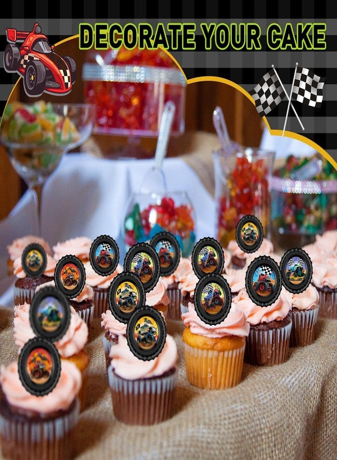 Containlol 50 Pcs Truck Cupcake Rings Monster Truck Cupcake Toppers Rings Plastic Colorful Cars Birthday Cake Decoration for Race Car Party Supplies, 5 Styles(Classic) - Image 5