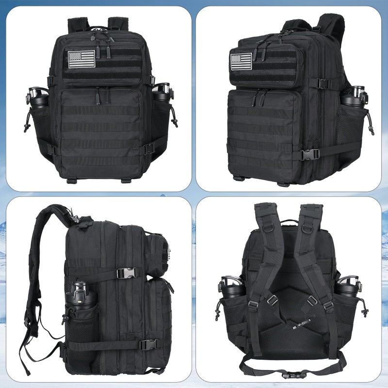 Lovelinks21 45L Tactical Assault Backpack 3 day assault pack with Molle Waterproof backpack Rucksack for Tactical Backpacks (Black) - Image 3