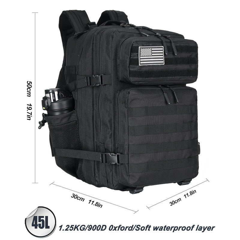 Lovelinks21 45L Tactical Assault Backpack 3 day assault pack with Molle Waterproof backpack Rucksack for Tactical Backpacks (Black) - Image 2