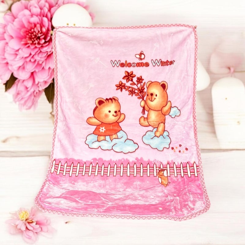 PWI Newborn Cloudy Baby's All Season Ultra Soft Double Layer Blanket/Wrapper for Baby Upto 3 Years (90x110cm) Pink - Image 2