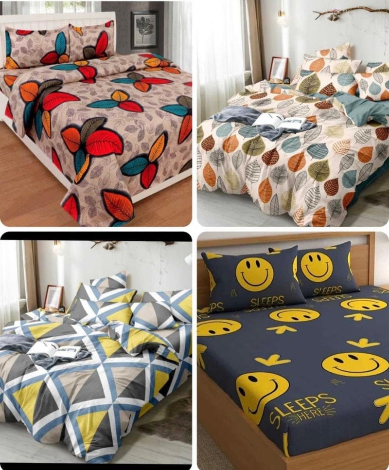 OMAJA HOME مجموعة OMAJA HOME 3D 100% من الألياف الدقيقة حزمة مكونة من 4 ملاءات سرير مزدوجة مع 8 أغطية وسائد