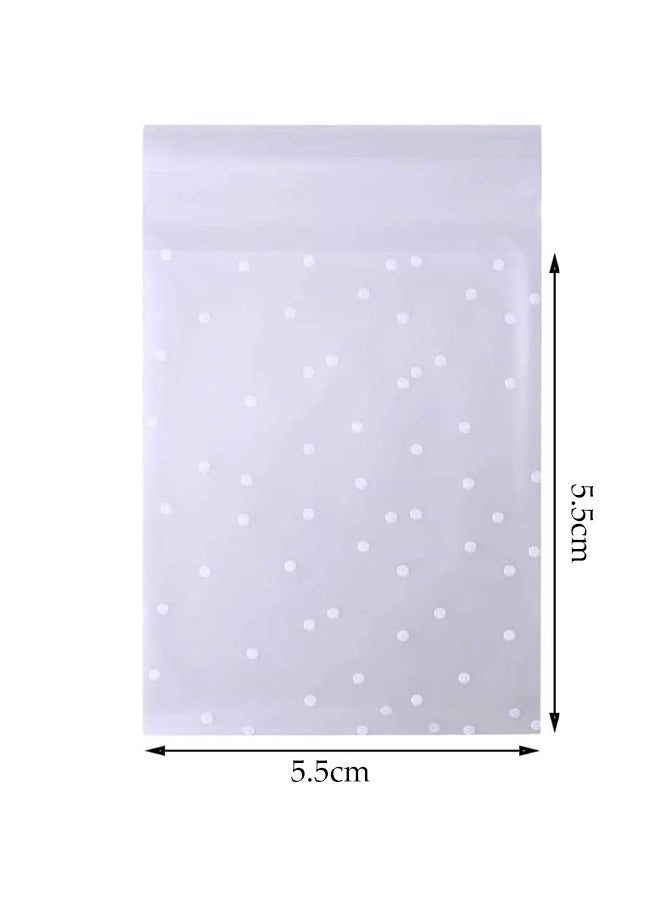 DUNISO 200pcs Self Adhesive Biscuit Bags, Cellophane Snack Bags White Polka Dot Seal Packaging Bags OPP Plastic Pastry Bags for Baking Candy Biscuits Chocolate, 5.5cm x 5.5cm - Image 5