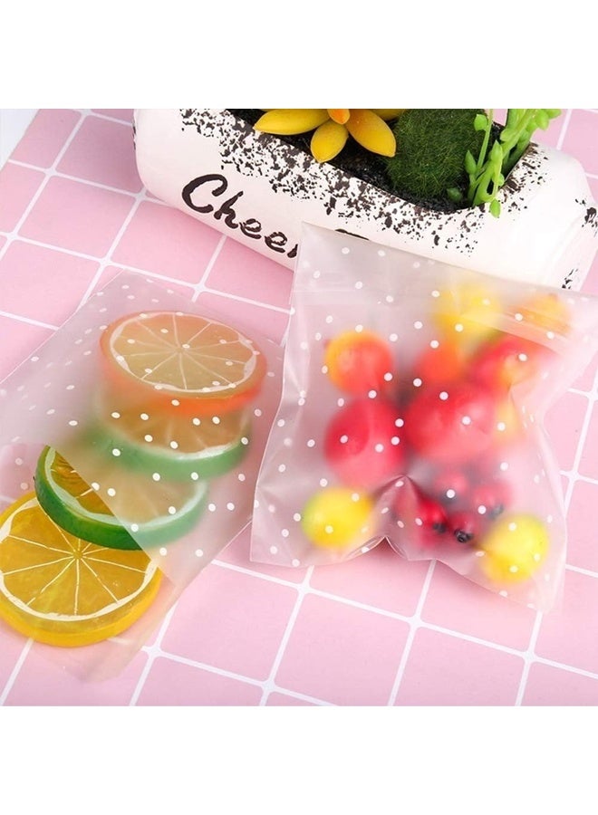 DUNISO 200pcs Self Adhesive Biscuit Bags, Cellophane Snack Bags White Polka Dot Seal Packaging Bags OPP Plastic Pastry Bags for Baking Candy Biscuits Chocolate, 5.5cm x 5.5cm - Image 3