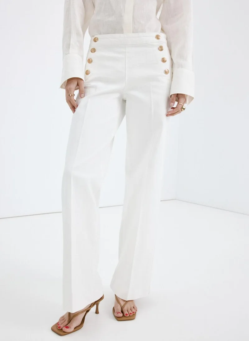 MANGO Wide-leg jeans with side buttons