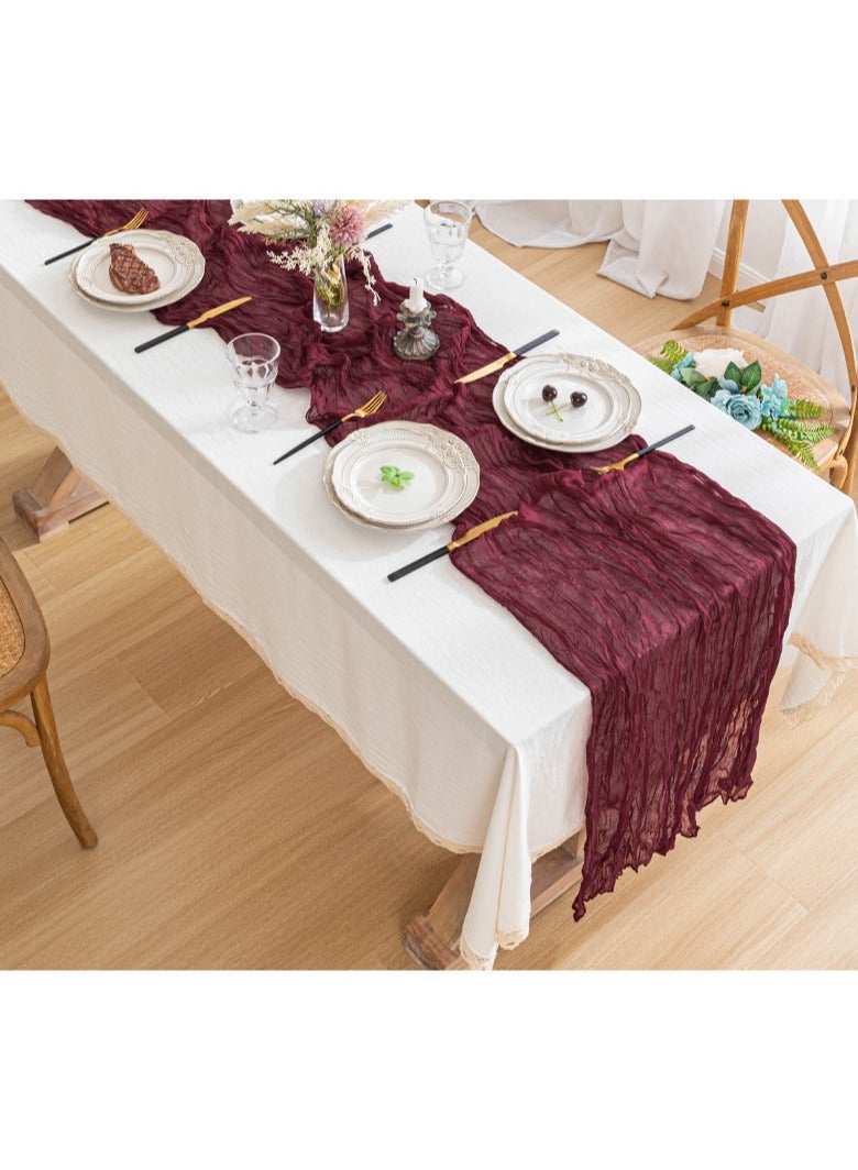 PYC Wedding Bridal Baby Shower Birthday Party Table Decorations Boho Gauze Cheese Cloth Long Cheesecloth Table Runner 90*300cm  - Image 1
