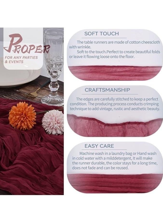 PYC Wedding Bridal Baby Shower Birthday Party Table Decorations Boho Gauze Cheese Cloth Long Cheesecloth Table Runner 90*300cm  - Image 2
