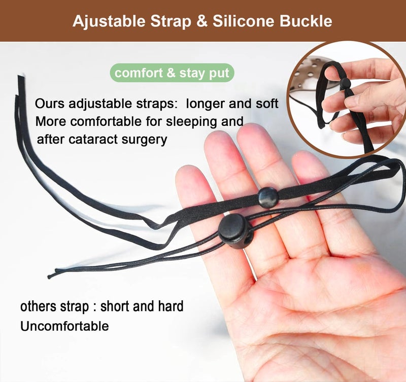 AMZVIO 2Pcs Eye Shield After Cataract Surgery-1 Breathable Plastic Eye Patch & 1 Dark Clear Cover-for Sleeping After Post Surgery,Block Out Some Sunlight,Less Sensitivity,with Adjustable Strap (Right Eye) - Image 5