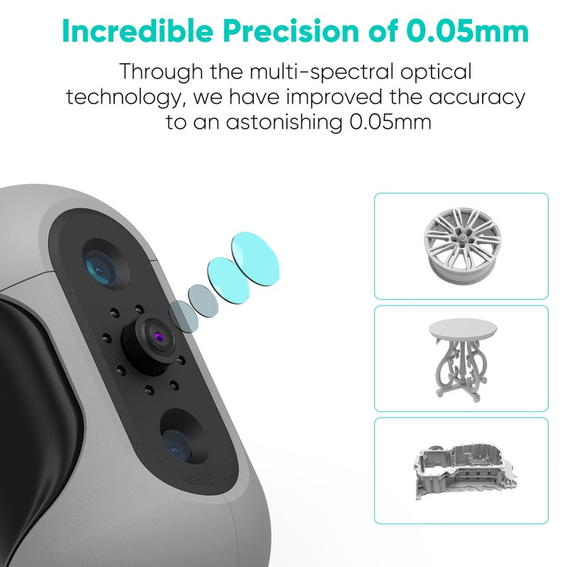 3D Scanner: Grey 0.05mm Accuracy 0.1mm Resolution, Capture Even the Smallest Details - Optical Anti-shake Modules, No-marker Scanning for Professional 3D Modeling, Industrial Part Scanning - Image 4